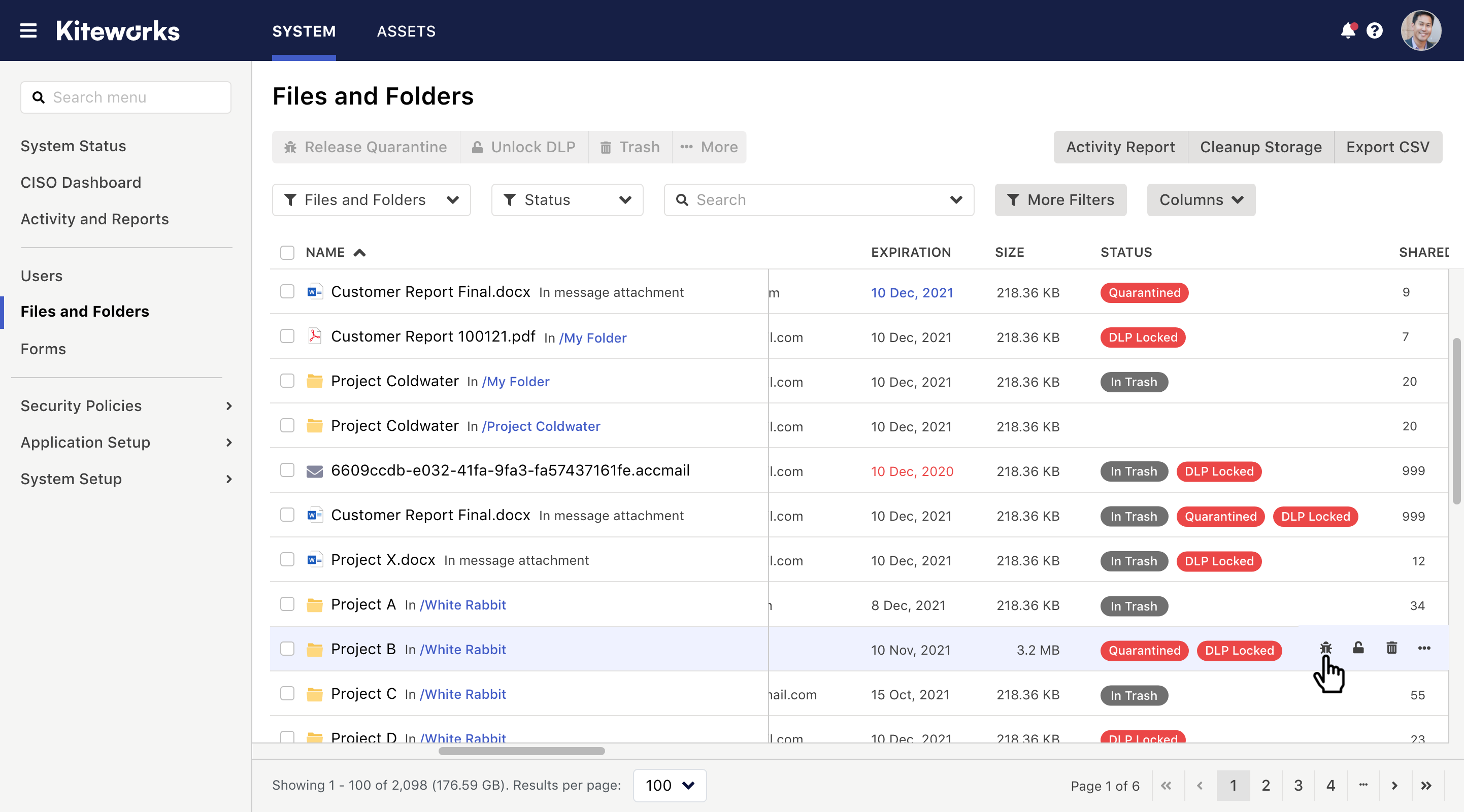 Users view with the final implementation of the scroll behavior