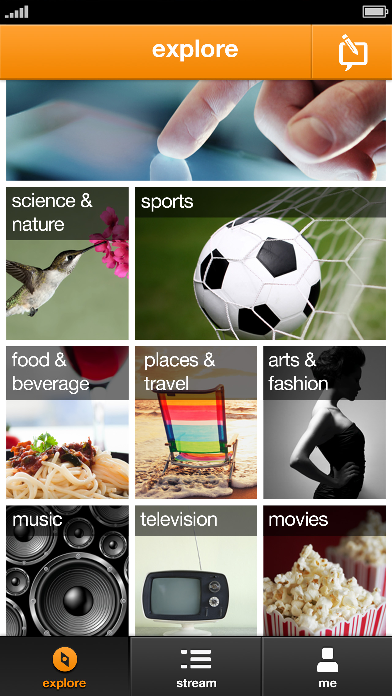 Explore topics page